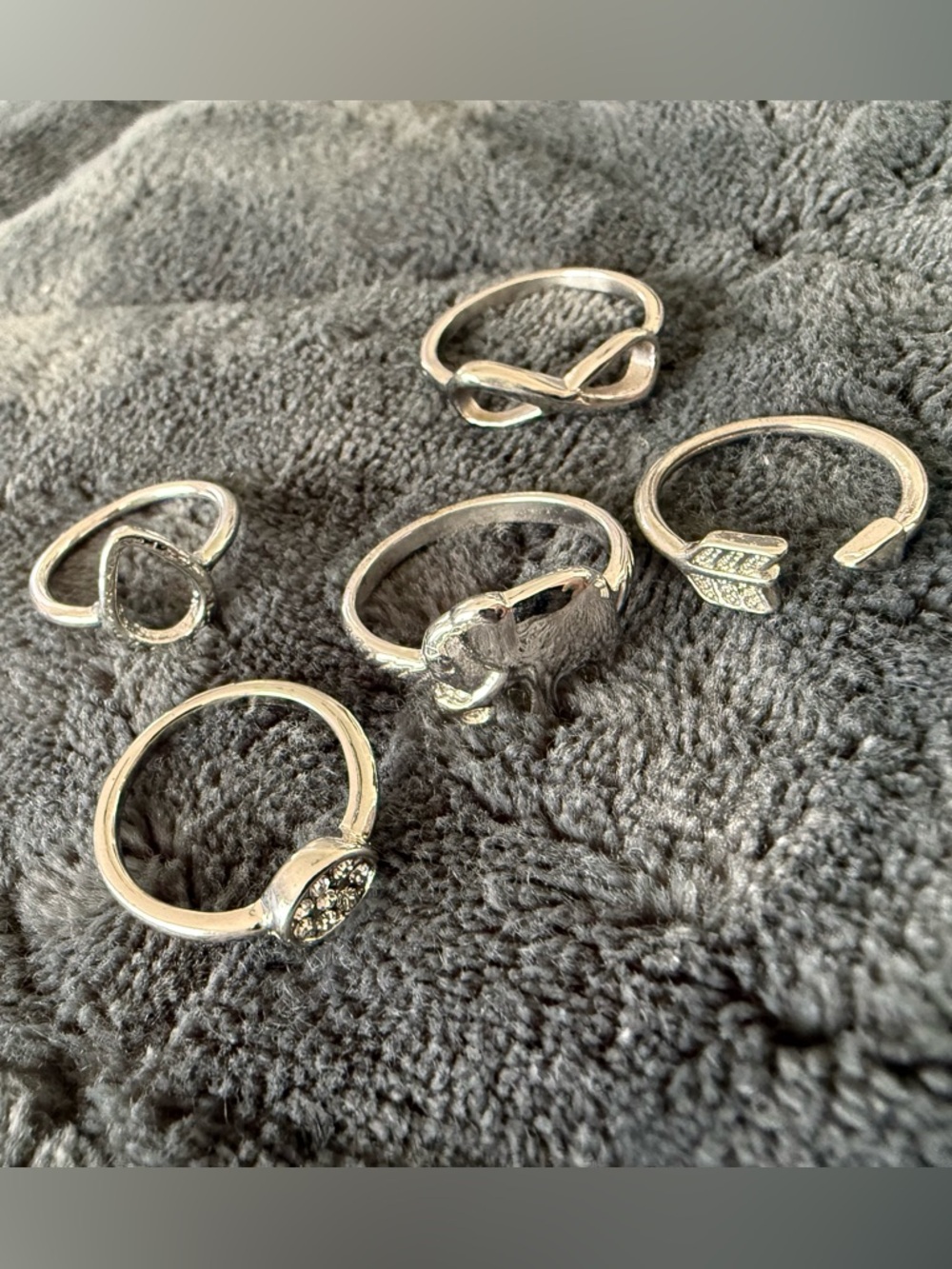 Silver Tone Stackable Ring Set